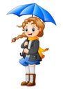 Beautiful autumn girl holding umbrella