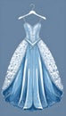 Elegant blue ballgown illustration Royalty Free Stock Photo