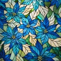 Blue poinsettias stained glass Royalty Free Stock Photo