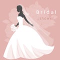 Illustration of a beautiful bride holding a bouquet. EPS 10