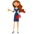 Illustration of a beautiful business woman holding a cup. Vector