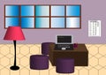 Illustration of a beautiful and cozy room to work in. 3d effects Royalty Free Stock Photo