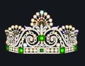 beautiful crown, tiara tiara with gems and pearls. Vector crown element for design