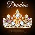 Illustration beautiful diadem, crown, tiara with gems