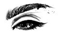 Illustration of eye makeup and brow on white background Royalty Free Stock Photo