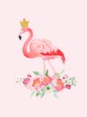 Illustration of Beautiful Flamingo with place for Baby Name for Poster Print, Baby Greetings, Invitation, Children Store