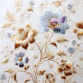 Ornate Embroidery Beautiful Ceramic Flowers In White Glass