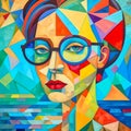 Illustration of a beautiful girl with glasses. Stylish beautiful woman portrait Royalty Free Stock Photo