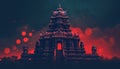 illustration of A beautiful hindu glowing temple