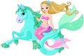 Beautiful Mermaid Riding Sea Horse Royalty Free Stock Photo