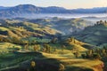 Beautiful morning in the hills of the Tuscan countryside, Italy