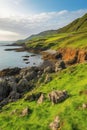 Beautiful panoramic view of the Irish coast at sunset