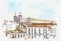 Illustration Beautiful panoramic view of Lisbon in Portugal.