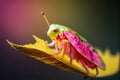 An Illustration of Beautiful pink Leafhopper, close up view, Humanly enhanced AI Generated image Royalty Free Stock Photo