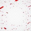 Beautiful red confetti, isolated on transparent background