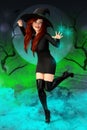 Illustration of a beautiful sassy witch casting a spell Royalty Free Stock Photo