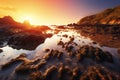 Beautiful seascape,  Sunset over the ocean Royalty Free Stock Photo