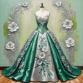 Beautiful silver and teal ballgown Royalty Free Stock Photo