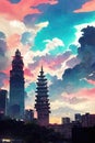 Beautiful skyline scene of Taiwan