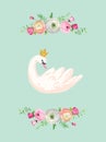 Illustration of Beautiful Swan with place for Baby Name for Poster Print, Baby Greetings, Invitation, Children Flyer