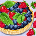 Illustration of a beautiful tarte with berries