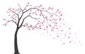 Beautiful tree branch with birds silhouette background for wallpaper sticker Royalty Free Stock Photo