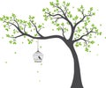 Beautiful tree branch with birds silhouette background for wallpaper sticker Royalty Free Stock Photo