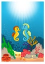 Beautiful Underwater World Cartoon Royalty Free Stock Photo