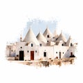 Illustration of beautiful view of Alberobello, Italy