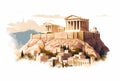 Illustration of beautiful view of Athens, Greece