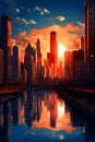 Illustration of a beautiful view of Chicago, USA Royalty Free Stock Photo