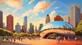 Illustration of a beautiful view of Chicago, USA Royalty Free Stock Photo