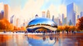 Illustration of a beautiful view of Chicago, USA Royalty Free Stock Photo