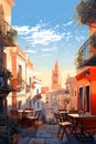 Illustration of beautiful view of the city of Sevilla, Spain