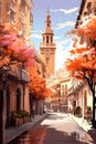 Illustration of beautiful view of the city of Sevilla, Spain