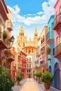 Illustration of beautiful view of the city of Sevilla, Spain