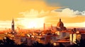 Illustration of beautiful view of Florence, Italy Royalty Free Stock Photo