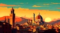 Illustration of beautiful view of Florence, Italy Royalty Free Stock Photo