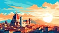 Illustration of beautiful view of Florence, Italy Royalty Free Stock Photo