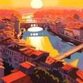 Illustration of beautiful view of Florence, Italy Royalty Free Stock Photo