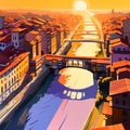 Illustration of beautiful view of Florence, Italy Royalty Free Stock Photo