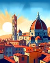 Illustration of beautiful view of Florence, Italy Royalty Free Stock Photo