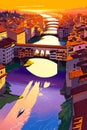 Illustration of beautiful view of Florence, Italy Royalty Free Stock Photo