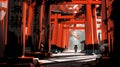 Illustration of beautiful view of Fushimi Inari-taisha, Japan