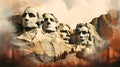 Illustration of a beautiful view of the Mount Rushmore, USA