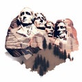 Illustration of a beautiful view of the Mount Rushmore, USA Royalty Free Stock Photo