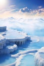 Illustration of beautiful view of Pamukkale, Turkey