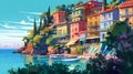 Illustration of beautiful view of Portofino, Italy Royalty Free Stock Photo