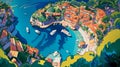 Illustration of beautiful view of Portofino, Italy Royalty Free Stock Photo