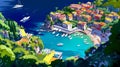 Illustration of beautiful view of Portofino, Italy